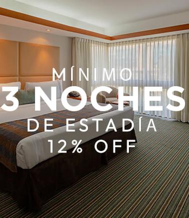 12% off promoción minimo 3 noches de estadía.  Sonesta Hotel El Olivar Lima